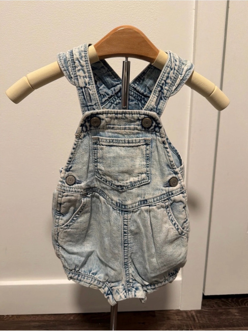 GAP Washed Light Blue Denim Baby Overalls